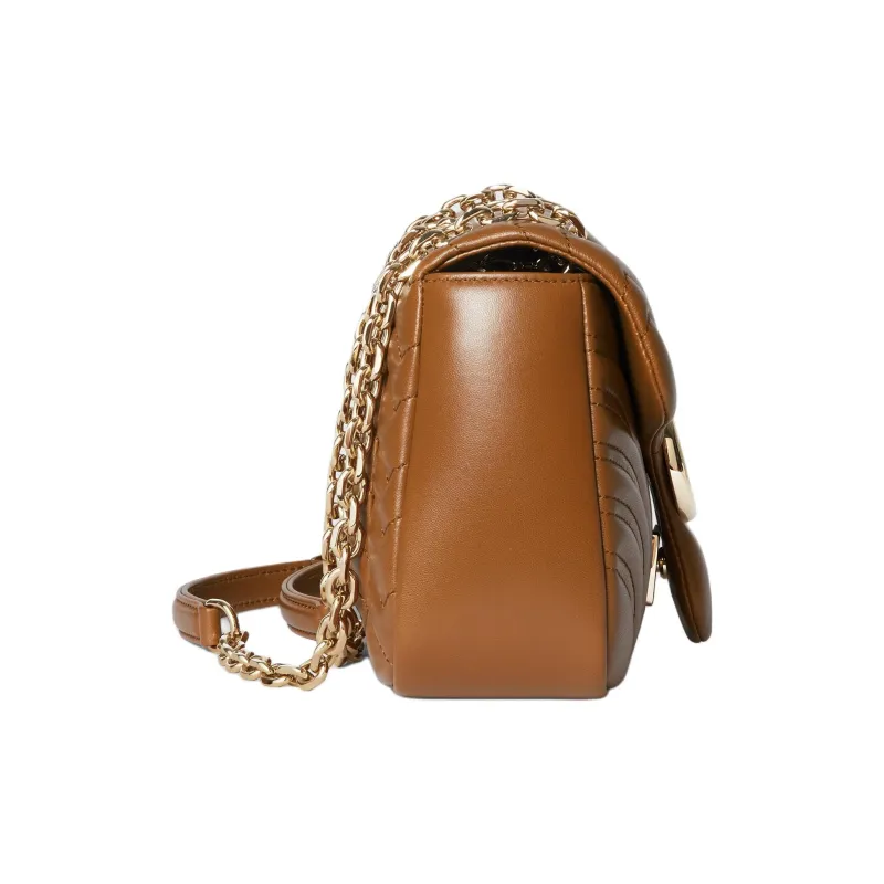 GUCCI GG Marmont Leather Shoulder Bag Medium Size Women's Brown-2