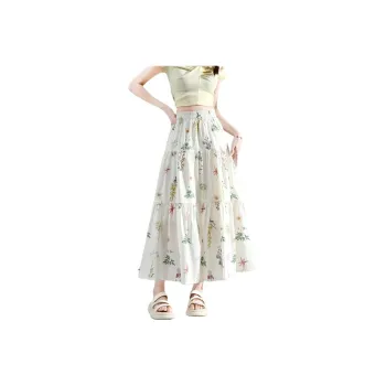 Flowers In Water Casual Long Skirt Women's