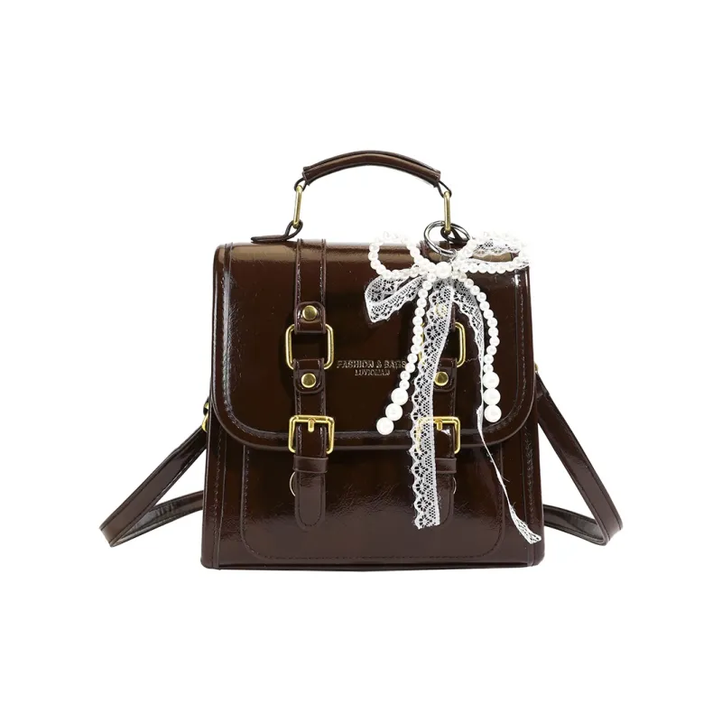 TOUTSEUL YOLO PU Backpack Regular Unisex Black/Coffee & White & Brown-5