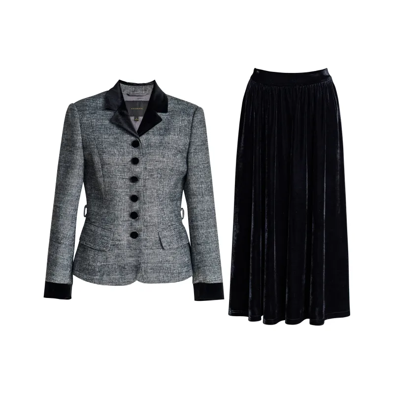 ROEYSHOUSE Skirt Set Women's Black Gray-0