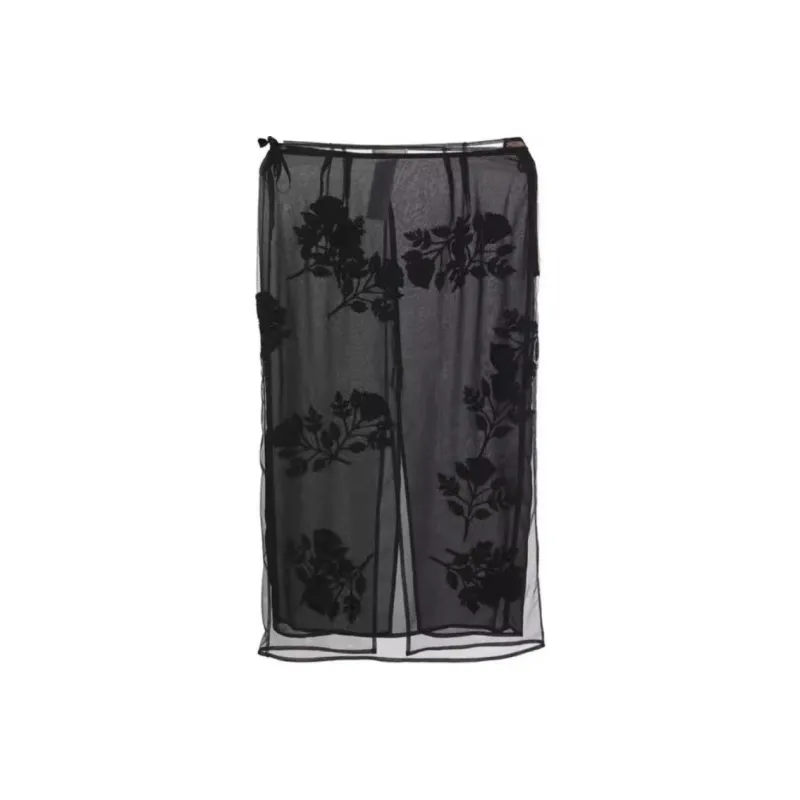 Blumarine Rear Slit Tulle Midi Skirt-0
