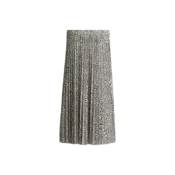 H&M Casual Long Skirts Women's White/Leopard Print