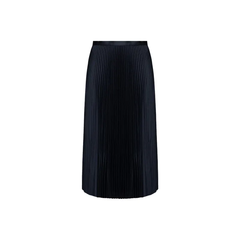 THEORY Pleated Textured Satin Midi Skirt-0