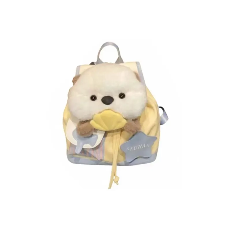 Parker Bear Composite Cloth Backpack Unisex White Yellow-0
