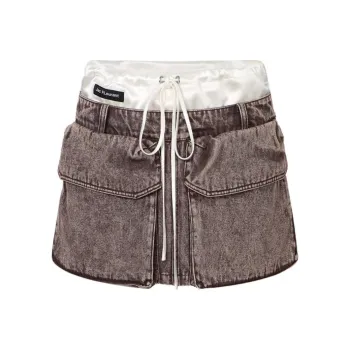 JAC FLEURANT Denim Short Skirts Women's Khaki