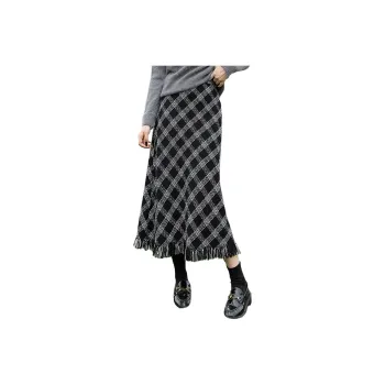 Cypress House Casual Long Skirt Women's Black White Plaid
