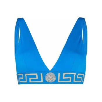 VERSACE Greca Border Triangle Bikini Top 'Turquoise'