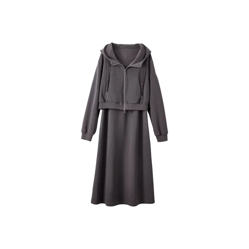 XIANGYING Skirt Set Women's Gray-0