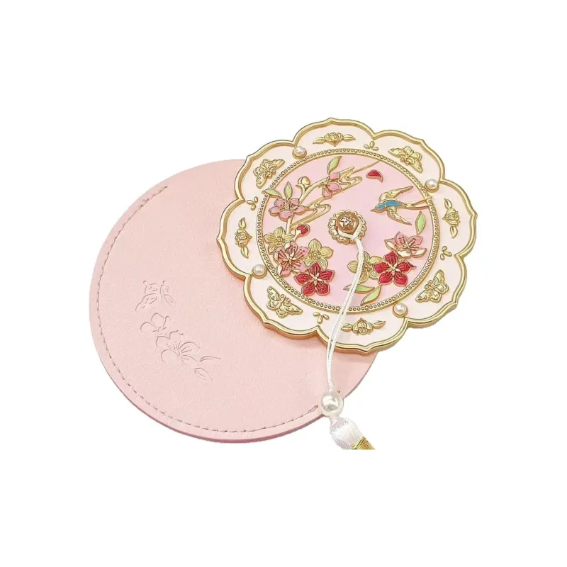 Future Maple Peach Blossom Handheld Mirror Make Up Mirrors Classical Style-7