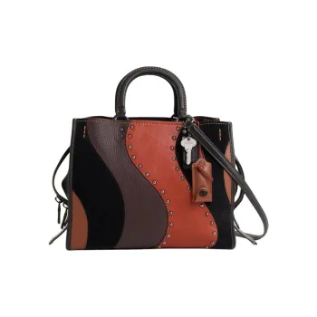COACH Color Block Tote Bag, Shopping Bag, Shoulder Bag, Crossbody Bag, Handbag Women's Leopard Print Multicolor