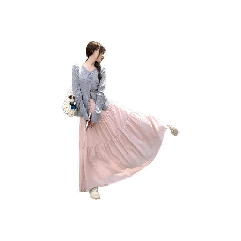 ZCDECO Casual Long Skirt Women's Black/White/Pink-2