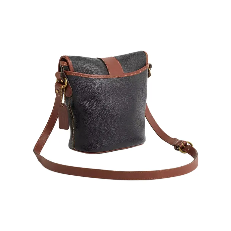 COACH Leather Shoulder Bag Trumpets Women's Black Saddle-1