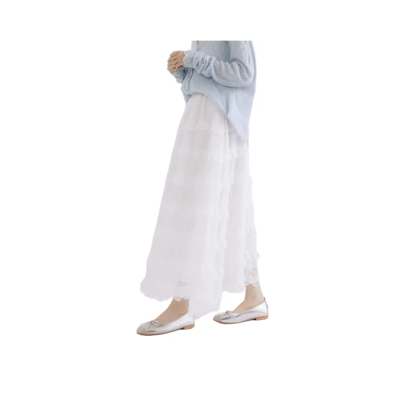 DEAR DEER PUFF Casual Long Skirts Women's Skirt White-0