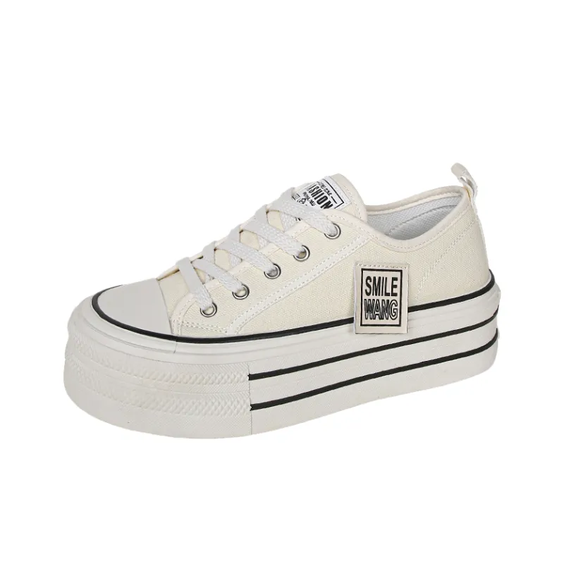 JimiXiong Canvas Shoes Women's Low Top Black/Ecru-5