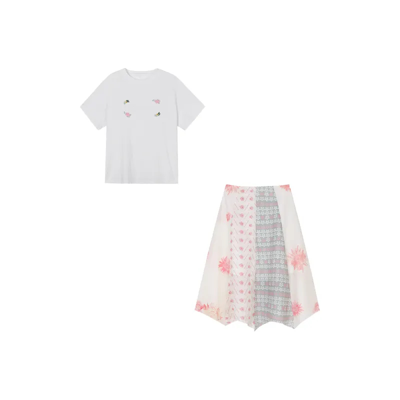 RTNH Skirt Set Women's White+Pink-0
