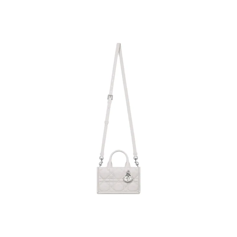 DIOR BookTote Calfskin Tote Handbag Mini Women's White-1
