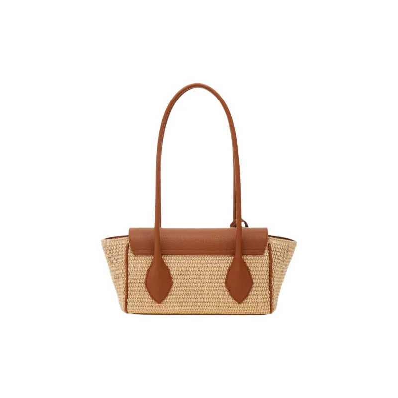 FERRAGAMO Raffia Shoulder Bag Trumpets Women's Natural Nude-2