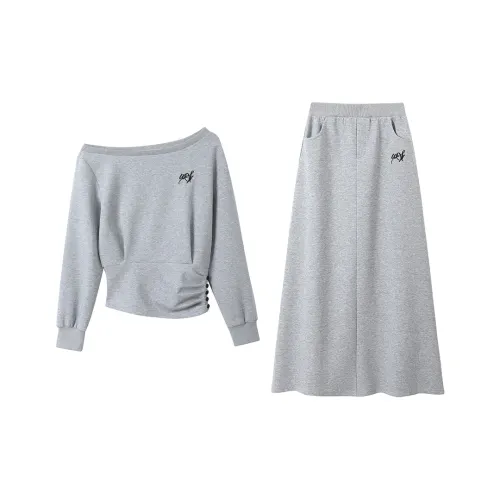 TUSHIFEI Skirt Set Women's Gray