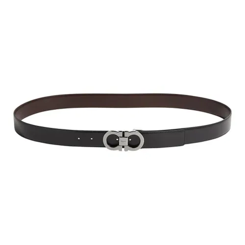 FERRAGAMO Reversible And Adjustable Gancini Belt Black/Auburn