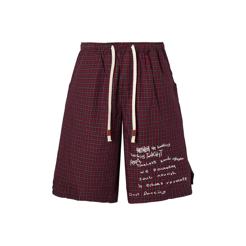 ROCAWEAR Casual Shorts Unisex Vintage Red Plaid-0