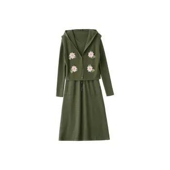 Yi Mengyuan Skirt Set Women's Pea Green