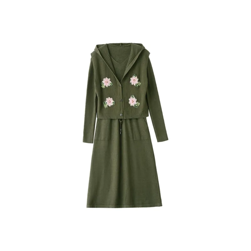 Yi Mengyuan Skirt Set Women's Pea Green-0