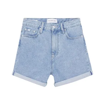 CALVIN KLEIN Denim Shorts Europe Version Women's Light Blue