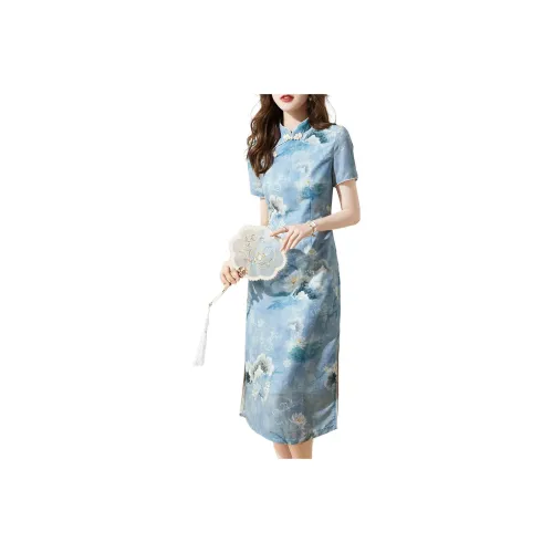 Mo Han Yi Mei Cheongsam Women's Blue