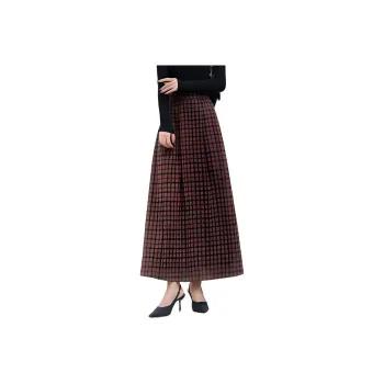 【dme】 Casual Long Skirts Women's Red Brown