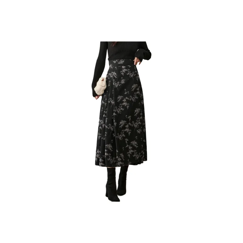 YALIDA Casual Long Skirts Women's Black-0