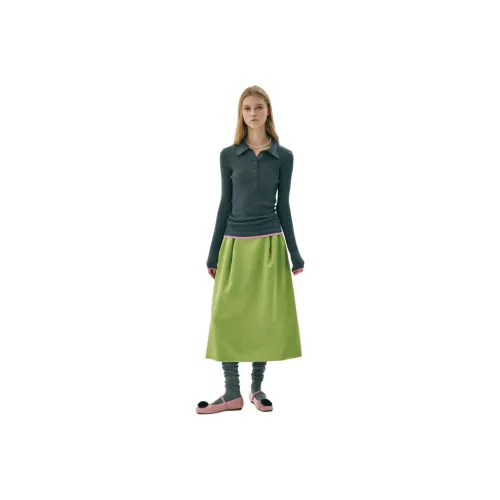MARDI MERCREDI SS25 MAXI FLARE PEGGED SKIRT Casual Long Skirts Women's Apple Green