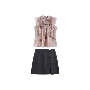 DOKZB Two Piece Skirt Sets Women's Pink
