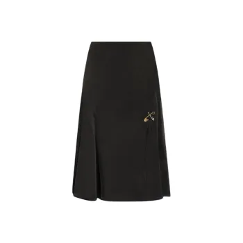 VERSACE Medusa Safety Pin Detailed High Waist Midi Skirt