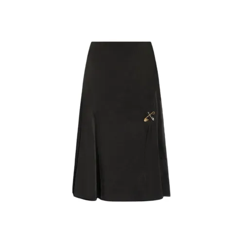 VERSACE Medusa Safety Pin Detailed High Waist Midi Skirt