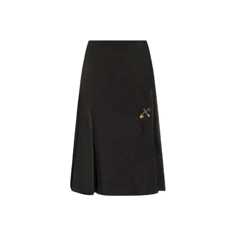 VERSACE Medusa Safety Pin Detailed High Waist Midi Skirt-0