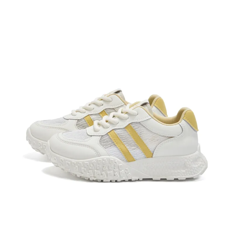 La Chapelle Slip Resistant, Abrasion Resistant, Breathable, Lightweight Low Top Casual Shoes Women's White Yellow-1