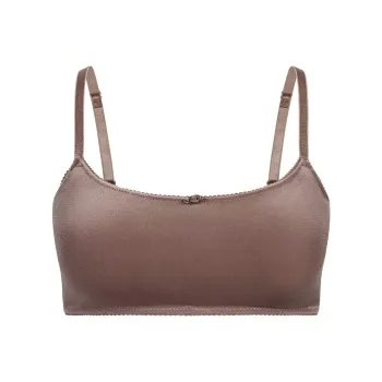SKIMS Swimsuit Collection SS25 VELVET SWIM STRAIGHT NECK BIKINI TOP Bikini Women's UMBRE/Brown Earth Tone