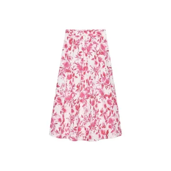ZARA Casual Long Skirt Women's Pink/White