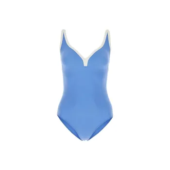 LISA MARIE FERNANDEZ Maria Contrast Trim V Neck Swimsuit