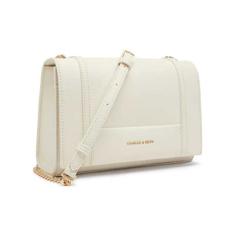 CHARLES&KEITH PU Shoulder Bag Women's Milk White/Tawny-1