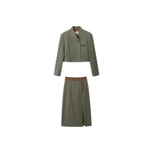 SHUXI Skirt Set Women's Rustic Green