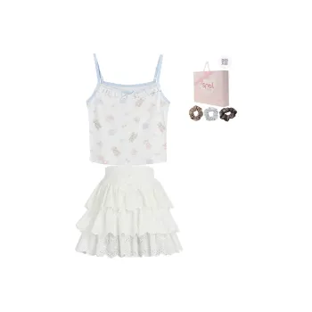 SNBL Two Piece Skirt Sets Women's White