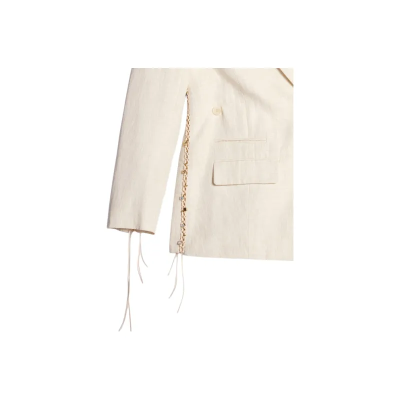 Jacquemus La Veste Tibau Brodee Embroidered Double Breasted Jacket Off White-5