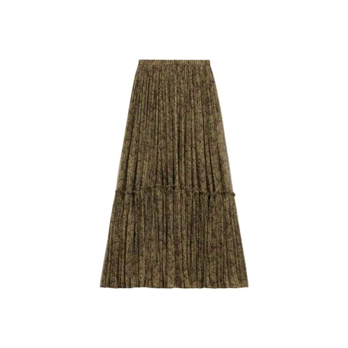 SAINT LAURENT Casual Long Skirt Women's Khaki