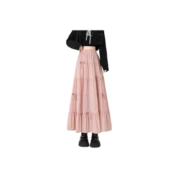 Wbwq Casual Long Skirt Women's Pink