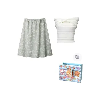 REMOULD Skirt Set Women's White Top/Light Green Skirt
