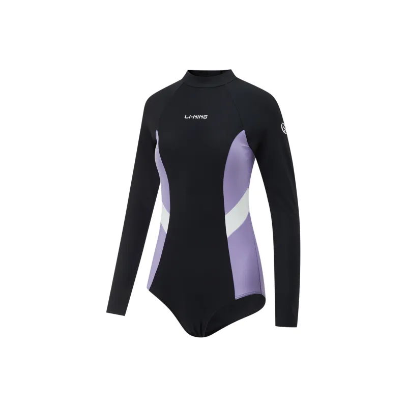 LiNing Swimming Series One piece Swimsuit Women's Black/Lilac-0