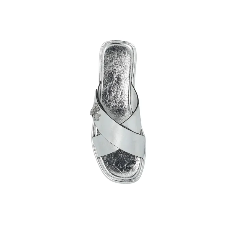 TORY BURCH Slide Slippers Women's Silver-3