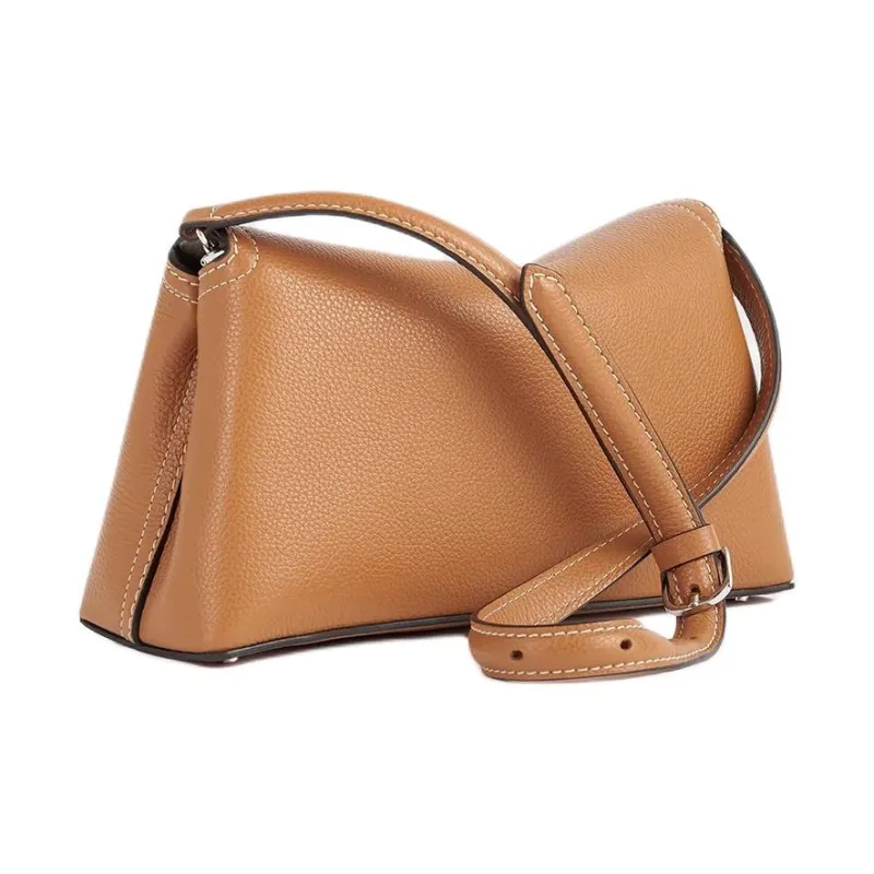 TOTEME T Lock Buffalo Leather Clutch Women's Tan-2