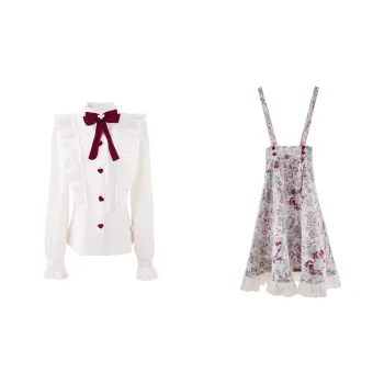 Blovelan Skirt Set Women's Myriad Flowers Velvet